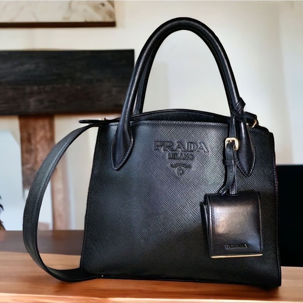 PRADA Monochrome Totes Top handle Cross body Bag